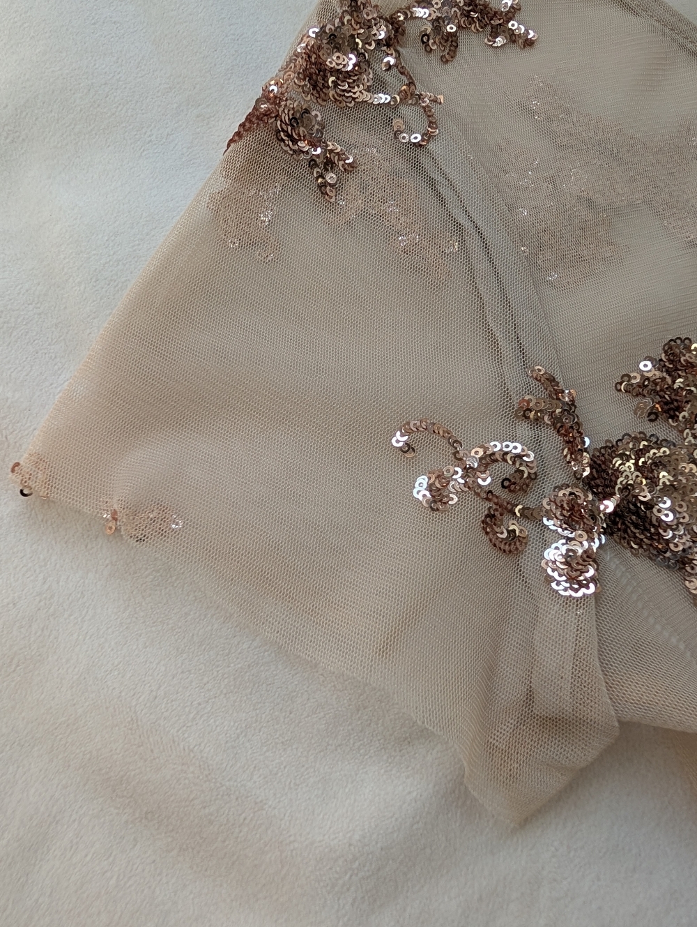 Beautiful Women's Beige Party Dress Sequin Sheer Romantic Feminine Size S - Picture 6 of 14